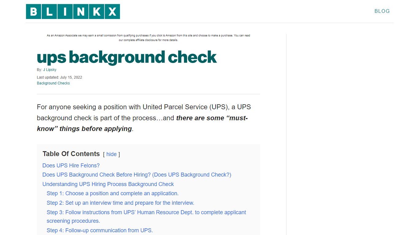 ups background check - Blinkx